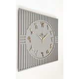 Asse Tasarım Kare Çizgi Desenli Arapça Rakam Dekoratif Antrasit&Gold Duvar Saati 50 x 50 cm