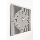 Asse Tasarım Kare Çizgi Desenli Arapça Rakam Dekoratif Antrasit&Gold Duvar Saati 50X50cm