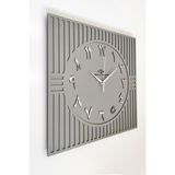 Asse Tasarım Kare Çizgi Desenli Arapça Rakam Dekoratif Antrasit&gümüş Duvar Saati 50X50CM - Antrasit - Gümüş