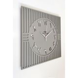 Asse Tasarım Kare Çizgi Desenli Arapça Rakam Dekoratif Antrasit&Gümüş Duvar Saati 50X50cm