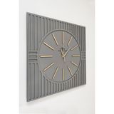 Asse Tasarım Kare Çizgi Desenli Dekoratif Antrasit&Gold Duvar Saati 50X50cm