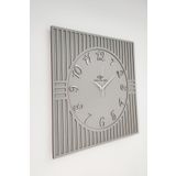 Asse Tasarım Kare Çizgi Desenli Türkçe Rakam Dekoratif 50X50CM Duvar Saati - Antrasit - Gümüş