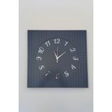 aSSe Tasarım Kare Çizgi Desenli Türkçe Rakam Siyah & Gümüş Dekoratif Siyah&gümüş 50x50cm Duvar Saati