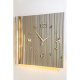 aSSe Tasarım KARE Işıklı (Pilli Led)Sessiz Mekanizma 48x48cm Modern Duvar Saati Antrasit-Gümüş