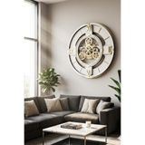 aSSe Tasarım LED Lighted Moving Gear Wall Clock – Hareketli Çarklı Premium Duvar Saati 50x50cm