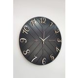 aSSe Tasarım Long Line Dekoratif Duvar Saati Siyah & Gold 50x50cm Sessiz Mekanizma