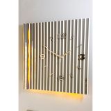 aSSe Tasarım Long Lines Işıklı (Pilli Led) Sessiz Mekanizma 48x48cm aSSe Tasarım Modern Duvar Saati Bey-Ant-Gümüş
