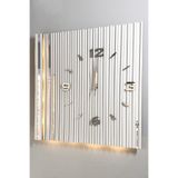 aSSe Tasarım Long Lines Işıklı (Pilli Led) Sessiz Mekanizma 48x48cm aSSe Tasarım Modern Duvar Saati Bey-Bey-Gümüş