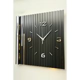aSSe Tasarım Long Lines Işıklı (Pilli Led) Sessiz Mekanizma 48x48cm aSSe Tasarım Modern Duvar Saati Siy-Siy-Gümüş