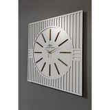 Asse Tasarım Özel Kare Çizgi Desenli Dekoratif Beyaz & Gold Özel Duvar Saati 50X50cm