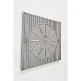 Asse Tasarım Özel Lüx Kare Çizgi Desenli Ayna Pleksi Dekoratif Antrasit & Gold Duvar Saati 50 x 50 cm
