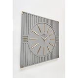 aSSe Tasarım Özel Lüx Kare Çizgi Desenli Ayna Pleksi Dekoratif Antrasit & Gold Duvar Saati 50x50cm