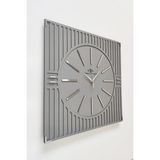 Asse Tasarım Özel Lüx Kare Çizgi Desenli Ayna Pleksi Dekoratif Antrasit & Gümüş Duvar Saati 50 x 50 cm