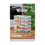 Asseds Store - 10'lu Set Saklama Kabı, 10 Adet 2500ML Kare Şeffaf Kendinden Kapaklı Saklama Kabı, Bpa Içermez, Buzdolabı, Dondurucu ve Dolap Organizeri - 0 Siyah - Option-1