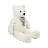 Asseds Store 160 cm Dev Pelüş Ayı, Papyonlu ve Sarılmalık, Yumuşak ve Sevimli Büyük Boy, Sevgiliye Hediye (Krem) - 01-Mavi