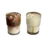 Asseds Store 2 Adet 280 ml Origami Dayanıklı Çizgili Desenli Cam Bardak Kahve Çay Sunum Bardağı - Option-1 - 0 - Siyah