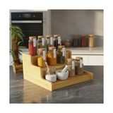 Asseds Store 3 Katlı Doğal Bambu Baharatlık Rafı | Çok Amaçlı Mutfak ve Banyo Düzenleyici | Merdiven Tipi Tezgah Üstü Organizer | 24X22X11 cm - 0 Siyah - Option-1
