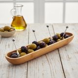 Asseds Store 35CM Bambu Zeytinlik – Doğal Ahşap Oval Uzun Servis Tabağı | Meze Sunumu, Çerezlik, Atıştırmalık Tabağı | Çevre Dostu Mutfak ve Sofra Aksesuarı - Option-1 - 51R-Turuncu