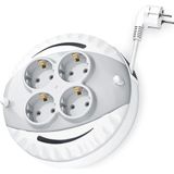 Asseds Store 5 Metre Makaralı 4'lü Grup Priz, Ttr Bakır Sarım Uzatma Kablo, Dörtlü Çoklu Priz, 5 Metre 3X1MM Kablo, 3000 Watt - 1 Adet - Ahşap