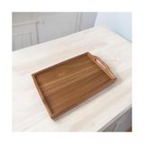 Asseds Store Akasya Ağacından Dikdörtgen Sunum Tepsi, Ahşap Çay, Kahve ve Servis Tepsisi (33X22X5CM) - Kestane Akaju - Option-1
