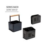 Asseds Store Baco Çatal Bıçak Sepeti, Siyah Açık Hava Mutfak Sepeti, Çatal Bıçak Takımı Için Siyah Toz Kaplamalı Metalden Yapılmıştır, 16 x 13,5 x 9 cm - Option-1