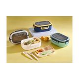 Asseds Store Beslenme Kutusu 1200 ml 2 Katlı 6 Bölmeli Bpa'sız Pp Plastik Sefer Tası ve Beslenme Çantası - Lunch Box, Çatal Kaşık ve Bıçak Dahil Okul Beslenme (Beyaz) - Kestane Akaju - Option-1