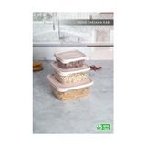 Asseds Store Box Kare Sızdırmaz Kapak Saklama Kabı 3'lü Set Pudra Pembe - 0 Siyah - Option-1