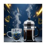 Asseds Store Çift Cidarlı Cam Kupa Seti | Isı Yalıtımlı Kulplu Borosilikat Kupa | Soğuk & Içecek Termal Kupa | Espresso Çay Bardağı Seti-- (Sarı Lacivert, Büyük 350 Ml,) - Option-1 - 0 - Siyah