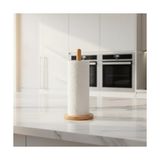 Asseds Store Doğal Bambu Ahşap Kağıt Havluluk, Yuvarlak Tabanlı Tezgah Üstü Dikey Havlu Standı, Mutfak ve Banyo Için Dekoratif Peçetelik Organizer