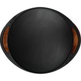 Asseds Store Döküm Saç Kavurma Tavası, Metal Kulplu ve Ahşap Altlıklı, 28CM, Siyah - Option-1 - --