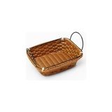 Asseds Store Ekmek Sepeti 21X17X7 Cm, Hasır Görünümlü Plastik, Metal Saplı, Kahvaltı ve Sunum Için Modern Tasarım, Bulaşık Makinesinde Yıkanabilir, Çok Amaçlı Sofra Servis Sepeti - Kestane Akaju - Option-1