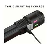 Asseds Store El Feneri LED USB Şarjlı-Ultra Güçlü Parlak Orta Boy El Feneri [enerji Sınıfı A++]ortam Lambası Deprem,,jandarma,zabıta,bekçi Zoom Yüksek Lümen (Yüksek Parlaklık) - 0,5