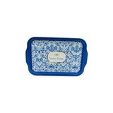 Asseds Store Evle-Azulejos Desenli Metal Tepsi - Çay Kahve Tepsisi - Sunum Tepsisi 21 cm x 31 cm (Azulejos) - Kestane Akaju - Option-1