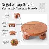 Asseds Store Halohope Büyük Boy El Yapımı Doğal Ahşap Sunum Standı – Top Ayaklı Şık Sunum Tahtası ve Tabağı, Sofra Servis Sunumluk, Dekoratif Ahşap Stand, %100 Dayanıklı ve Uzun Ömürlü El Yapımı Tasarım - Option-1 - 51R-Turuncu