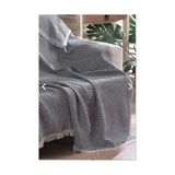 Asseds Store Koltuk Örtüsü Natural Pamuklu Koltuk Şalı Çekyat Örtüsü 170X210 (Lacivert-Krem) - 860-Turuncu