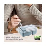 Asseds Store Life Lunch To Go 3 Bölmeli Beslenme Kabı – Sosluklu, Sızdırmaz Kapak, Bpa Içermez, 920 ml + 40 ml (Gri) - Kestane Akaju - Option-1