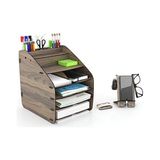 Asseds Store Otto Large Modest - 6 Renk A4 Evrak Rafı Masaüstü Organizer Düzenleyici (Ceviz) - -- - Option-1