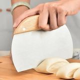 Asseds Store Paslanmaz Çelik Hamur Kesici ve Kazıyıcı – Ölçekli, Meşe Saplı, Ergonomik Tasarım, Mutfak Ekmek ve Pizza Hamuru Bölücü, 15.5 x 11 cm - Kestane Akaju - Option-1