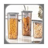 Asseds Store Şeffaf Kare Saklama Kabı Silikon Kapak Hava Geçirmez Kuru Baklagil Kahve Bakliyat Makarna Kuruyemiş Kutusu Çeyiz Seti (1 Adet, 2000 Ml) - 0 Siyah - Option-1