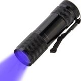 Asseds Store Uv LED El Feneri | 9 Led, 395NM | Leke Dedektörü, Idrar ve Evcil Hayvan Lekesi Bulucu, Taşınabilir Mini Fener - 0,5