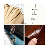 Asseds Store Yaprak Motifli Pu Deri Defter – 80 Sayfa Çizgisiz Günlük, 14.5X10.5 Cm, Yaprak Şeklinde Metal Kapatmalı Retro Ajanda & Not Defteri, Seyahat Defteri, Travel Journal (Kiremit) - -- - Option-1