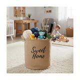 Asseds Store " " Yuvarlak Jüt Düzenleyici Sepet (Çap 32CM, Yükseklik 36CM) – Krem Renk Katlanabilir Kumaş Kulplu Organizer | Büyük Boy Oyuncak, Çamaşır, Battaniye ve Ev Tekstili Sepeti - 1 kg