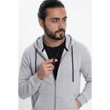 assef Erkek Gri Kapşonlu Ceket Relax Fit Rahat Kesim Pamuklu 2iplik İçi Polar Çift Cepli Fermuarli hırka