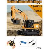 Assef Oyuncak Şarjlı Işıklı Uzaktan Kumandalı Ekskavatör Kepçe 360° Hareketli 1:24 Ölçek - Sarı