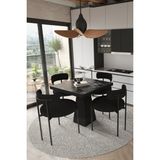 Assel Home Lago Siyah Lake Mdf Ayak 80X80 Yemek Masası Mutfak Masası 4 Kişilik Masa Takımı Teddy Sandalye