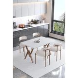 Assel Home Soffice Teddy Sandalye 80X120 Yemek Masası Mutfak Masası 4 Kişilik Masa Sandalye Takımı