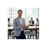 Assente Erkek A.Lacivert - Mavi Keten Görünümlü Ekose Slim Fit Mono Yaka Spor Blazer Ceket Mavi 60