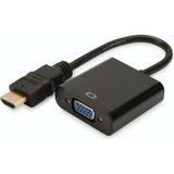 Assmann Digitus HDMI VGA Çevirici Adaptör, Giriş: HDMI A erkek, 3,5mm audio dişi, Çıkış: VGA dişi, siyah renk