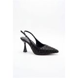 Assortie Glitz Taşlı Arkası Açık Kadeh Topuklu Ayakkabı Gece Ve Abiye Stiletto 9CM