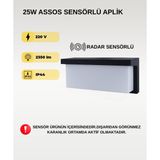 Assos Aplik Radar Sensörlü Dış Mekan Duvar Armatürü | 6500K Beyaz Işık | 220V OEM-51440